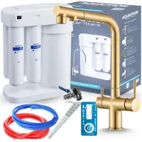 ARI 3-Wege-Küchenarmatur Venom 2, Messing, Ausziehbare Spültischarmatur Im Set Mit Aquaphor Morion 101S Ro Wasserfiltersystem