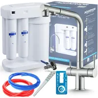 ARI 3-Wege-Küchenarmatur Venom, Edelstahl, Ausziehbare Spültischarmatur Im Set Mit Aquaphor Morion 101S Ro Wasserfiltersystem