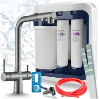 ARI 3-Wege-Küchenarmatur Venom, Edelstahl, Ausziehbare Spültischarmatur Im Set Mit Aquaphor Ro-202S Pro Wasserfiltersystem