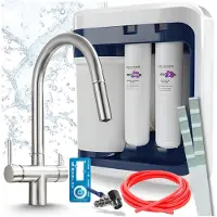 ARI 3-Wege-Küchenarmatur Slender, Edelstahl, Ausziehbare Spültischarmatur Im Set Mit Aquaphor Ro-202S Pro Wasserfiltersystem