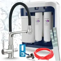 ARI 3-Wege-Küchenarmatur Flexible, Edelstahl, Ausziehbare Spültischarmatur Im Set Mit Aquaphor Ro-202S Pro Wasserfiltersystem