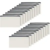 Markenlos 20 leere Stoffbeutel mit schwarzen Reißverschlüssen, multifunktionale Stoffbeutel, Kosmetiktaschen, Etuis, Beutel für Bastelprojekte