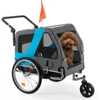 FCH Fahrradanhänger Hundeanhänger 2-in-1 klappbar，Transportwagen, Fahrradwagen, Anhänger für Fahrrad,Blau