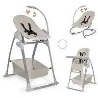 Hauck Sit N Relax 3in1, Multifunktions-Hochstuhl, Gepolsterter Sitz, Beige, Einfarbig, 5-Punkt, 15 kg