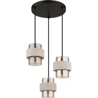 Globo Pendelleuchte Daren 3-flammig E27 Schwarz matt amber Metall Glas Ø37,5cm
