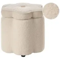 Beliani POUF mit Stauraum Bouclé Cremeweiß Blume Flower