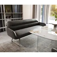 DELIFE Esszimmerbank Taya-Flex 200 cm Mikrofaser Anthrazit Vintage Kufengestell flach Edelstahl Taschenfederkern