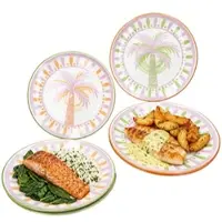 MamboCat 6er Set Speiseteller Tropicana Ø27cm Steingut Palmen bunt Essteller