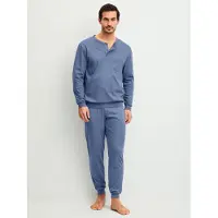 Calida Schlafanzug "Relax Choice 1", Herren, Gr. L (52/54), blau (coastal fjord), Interlock, Obermaterial: 100% Baumwolle, Homewear-Sets Schlafanzug
