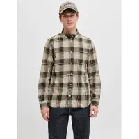 Jack & jones Langarmhemd "JPRBLUBROOK CHECK L/S SHIRT SN", Herren, Gr. XS, N-Gr, grün (peat), Web, Obermaterial: 100% Baumwolle, kariert, regular fit, Hemden Langarmhemd