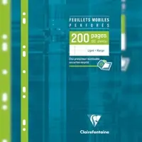 Clairefontaine 5x Packung mit 100 Blatt Ringbucheinlagen, DIN A4, 90g, weiß, liniert mit Rand - 1756C