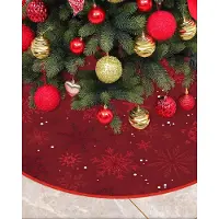 DPZO Weihnachtsbaumdecke rund 120 cm, Rot Weihnachtsbaum Teppich mit Schneeflockenmuster, Christbaumdecke Tannenbaum Decke Rund fš¹r Weihnachten und jahr Dekoration