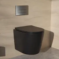 Mirlux Varo Wand-WC, matt schwarz – Spülrandloses WC – Absenkautomatik – Keramikbecken – Wandhängendes WC