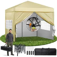 DAITORE Pavillon 3x3m Faltpavillon Wasserdicht Stabil Winterfest, Pop Up pavillon mit seitenwänden, Verstellbare Höhe, Metallrahmen, Partyzelt Pavillion Klappbar für Camping Garten Festival Party