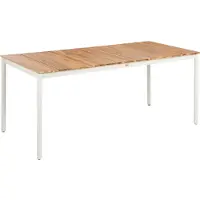 Beliani Gartentisch Braun u. Cremeweiß Akazienholz Lattenoptik Rechteckig 180x90 cm mit Stahlgestell Rustikaler Tisch für 6 Personen Terrasse Garten
