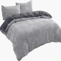 Leonado vicenti Teddyplüsch Bettwäsche Set 155x200 cm Grau Cord Optik mit Reißverschluss Wendeseite