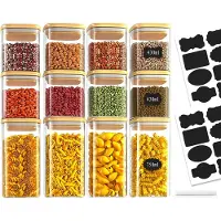 Markenlos Set von 12 Glas Vorratsbehältern, 750 ml/430 ml, luftdicht mit Holzdeckel