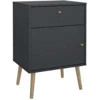 Wellhome - Nachttisch mit 1 Tür und 1 Schublade in der Farbe Matt-Grau 51 x 40 x 73 cm - Guadiana