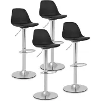 Fromm & Starck Barhocker - 4er-Set - mit Lehne - Stahlsockel verchromt - schwarz