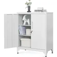 Songmics Aktenschrank– Stahl, Grau, mit Doppeltür, abschließbar