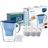 Brita Wasserfilterkanne Marella Blau 125233 inklusive 6 Alapure Maxtra+ Filter