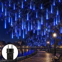 Lapalife 288 LED Meteorschauer Regen Lichter Eiszapfen Lichterkette Weihnachtsbeleuchtung Garten Weihnachten Halloween Deko, Blau, 8 Röhren 50cm