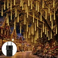 Lapalife 288 LED Meteorschauer Regen Lichter Eiszapfen Lichterkette Weihnachtsbeleuchtung Garten Weihnachten Halloween Deko, Warmweiß, 8 Röhren 50cm