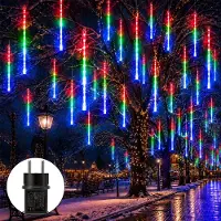 Lapalife 192 LED Meteorschauer Regen Lichter Eiszapfen Lichterkette Weihnachtsbeleuchtung Garten Weihnachten Halloween Deko, Bunt, 8 Röhren 30cm