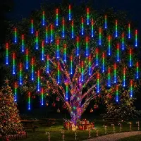 Lapamax Lichterkette LED Meteorschauer Lichter Wasserdicht Außen Weihnachten Beleuchtung für Hochzeit Party Garten Baum Dekoration, 30CM 8Tubes, Bunt