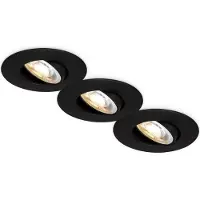 Briloner 3er Set LED Einbaustrahler CTS Schalter Ø90x24 mm Rund 4,9W, 460lm, 2700K-4000K Warmweiß bis Neutralweiß Schwarz - Einbauleuchten Wohnzimmer Flur Küche Büro