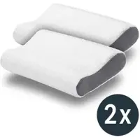 Sleezzz 2 x Premium Viskoelastik Nackenstützkissen 50 x 32 x 11 cm mit hautsympathischem Doppeltuch-Bezug