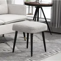 STILVORA Fußhocker Polyester Hellgrau 42x42x47 cm mit Stahlbeinen
