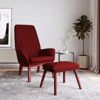 PUEAZU Relaxsessel mit Hocker Weinrot Stoff - Fernseh- & Relaxsessel &44443