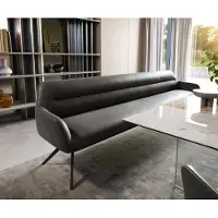 DELIFE Esszimmerbank Taya-Flex 300 cm Mikrofaser Anthrazit Vintage Kreuzgestell kantig Schwarz Taschenfederkern