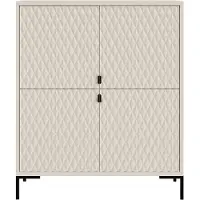 Beautysofa | Highboard MONTREAL 100 cm Kaschmir – Kommode mit 4 Türen, Rautenfräsung, selbstschließende Türen, schwarze Metallbeine