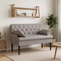 vidaXL Zweisitzer mit Knopfheftung Taupe 111 x 68 x 80 cm Stoff