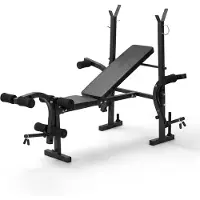 Relaxdays multifunktionale Hantelbank, Hantelablage, Butterfly-Arme, Beinstrecker, verstellbar, klappbar, Stahl, schwarz