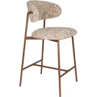 Trendmöbel24 Barhocker Claes im 2er-Set, Beige mit meliertem Bezug, Metallgestell