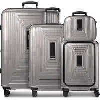 Redolz Essentials14 4-Rollen Kofferset Beautycase 4tlg mit Dehnfalte Laptopfach