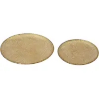 Décoris Dekoteller rund 29 - 39cm Antikgold Metalloptik 2er Set Deko Serviertablett Dekotablett Dekoteller Weihnachten Hochzeit Jubiläum Weihnachtsteller
