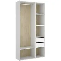 Dmora Großer Kleiderschrank Maon, Schlafzimmermöbel, Schrank, Garderobe, 98x45 h205 cm, Weiß und Eiche