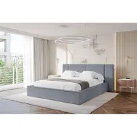 ALTDECOR Polsterbett mit Bettkasten - RIVO - 180x200 - Grau - Bett mit Matratze H3/H4, Doppelbett mit Stauraum und Latternrost, Boxbett mit Kopfteil