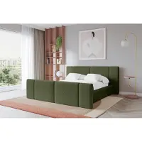 ALTDECOR Polsterbett mit Bettkasten - TEVO-Z - 140x200 - Grün - Bett mit Matratze H3/H4, Kopfteil und Fußteil, Boxbett, Doppelbett mit Stauraum