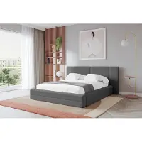 ALTDECOR Polsterbett mit Bettkasten - TEVO - 160x200 - Grau - Bett mit Matratze H3/H4, Doppelbett mit Stauraum und Latternrost, Boxbett mit Kopfteil