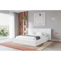 ALTDECOR Polsterbett mit Bettkasten - TEVO - 140x200 - Weiß - Bett mit Matratze H3/H4, Doppelbett mit Stauraum und Latternrost, Boxbett mit Kopfteil