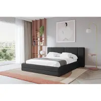 ALTDECOR Polsterbett mit Bettkasten - TEVO - 140x200 - Schwarz - Bett ohne Matratze, Doppelbett mit Stauraum und Latternrost, Boxbett mit Kopfteil