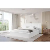ALTDECOR Polsterbett mit Bettkasten - RIVO - 140x200 - Weiß - Bett ohne Matratze, Doppelbett mit Stauraum und Latternrost, Boxbett mit Kopfteil