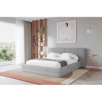 ALTDECOR Polsterbett mit Bettkasten - TEVO - 120x200 - Grau - Bett mit Matratze H3/H4, Doppelbett mit Stauraum und Latternrost, Boxbett mit Kopfteil