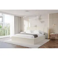 ALTDECOR Polsterbett mit Bettkasten - RIVO - 180x200 - Beige - Bett mit Matratze H3/H4, Doppelbett mit Stauraum und Latternrost, Boxbett mit Kopfteil