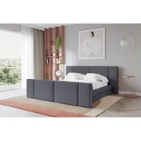 ALTDECOR Polsterbett mit Bettkasten - TEVO-Z - 120x200 - Dunkelgrau - Bett mit Matratze H3/H4, Kopfteil und Fußteil, Boxbett, Doppelbett mit Stauraum